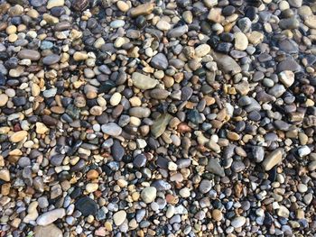 Full frame shot of pebbles on beach