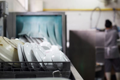 Rear view of a man driving car