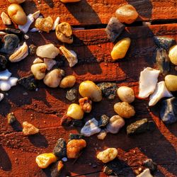 High angle view of cookies