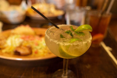 Close-up of food on table