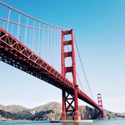 Low angle view of golden gate bridge against sky