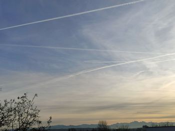 Low angle view of vapor trail in sky