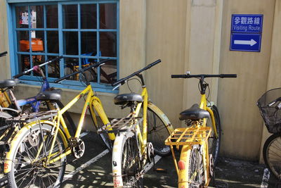 Bicycles parked in front of building