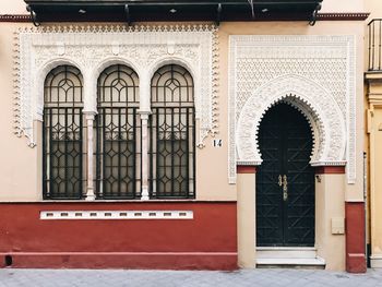 Closed door of building