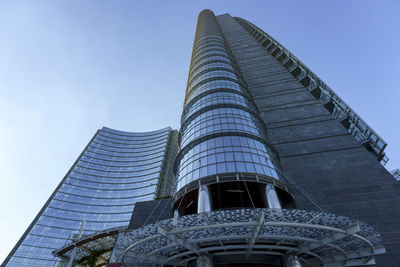 Low angle view of modern building against sky