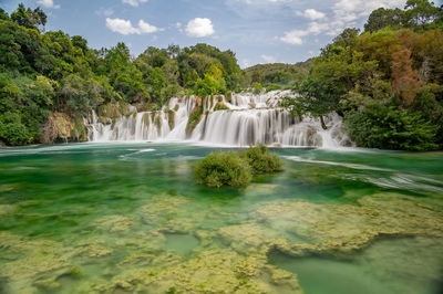 Scenic view of waterfall