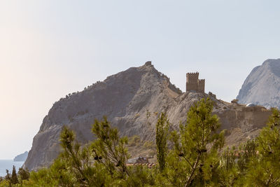 Sudak genoese fortress. sunny summer day. beautiful nature. crimea, sudak - 10 october 2020.