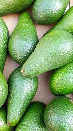 High angle view of avocadoes on table