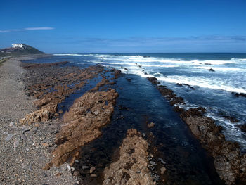 Scenic view of beach against sky