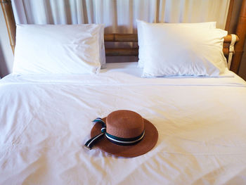 High angle view of mannequin on bed at home