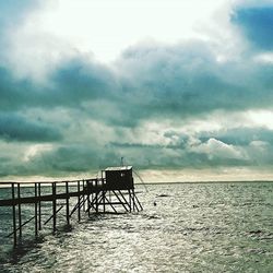 Scenic view of sea against cloudy sky