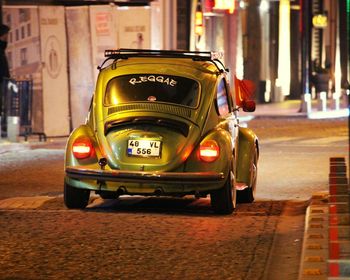 Vintage car at night