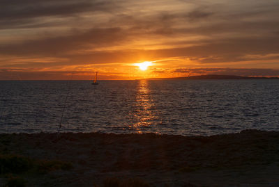 Scenic view of sea against sky during sunset