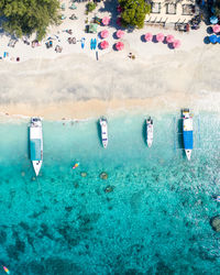 Gili island boats on beach from above