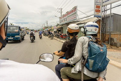 People on street in city