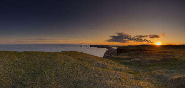 Scenic view of sea at sunset