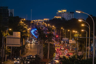 Illuminated city at night