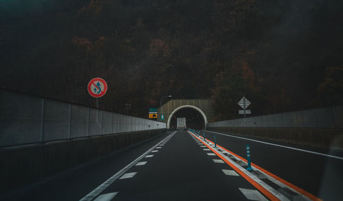 Road sign in tunnel