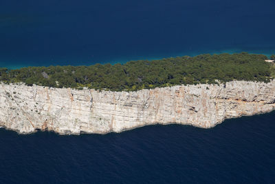 Aerial view of the cliffs and bay in telascica nature park