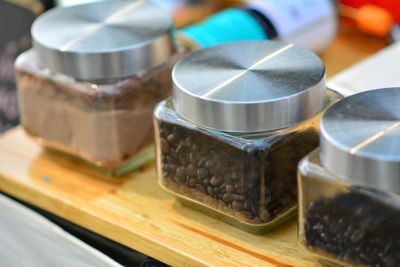 High angle view of bread in container on table