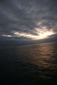 Scenic view of sea against cloudy sky