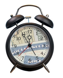 Close-up of clock tower against white background