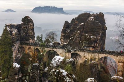 Panoramic view of old ruins against sky