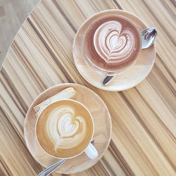 High angle view of coffee on table