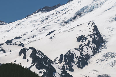 Scenic view of snow covered mountains against sky