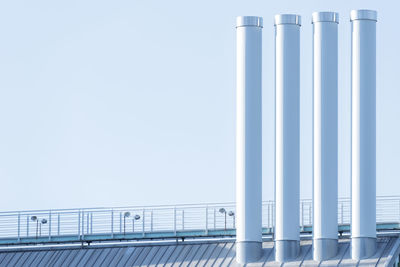 Smoke stacks against clear sky