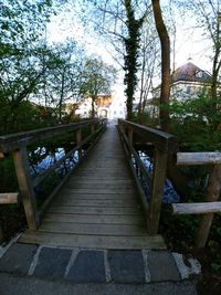 Footbridge over footpath in forest