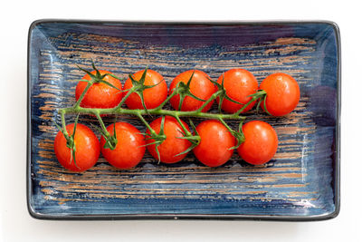 High angle view of tomatoes on table