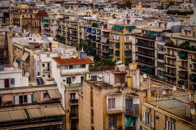 High angle view of residential buildings