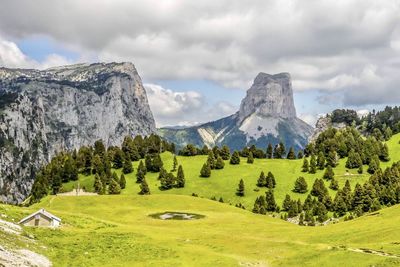 Scenic view of mountains against sky