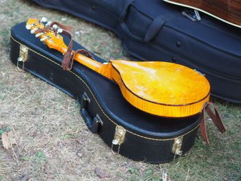 High angle view of musical instrument