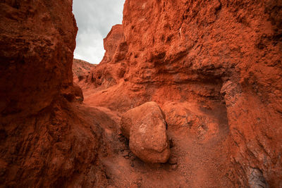 Low angle view of rock formations