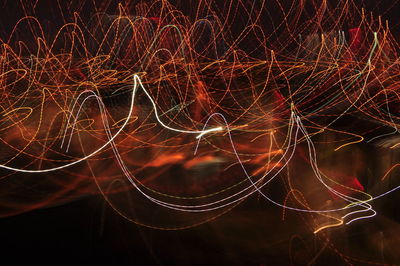 Close-up of light trails at night