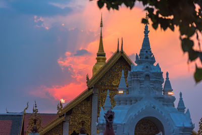 Low angle view of temple building against sky