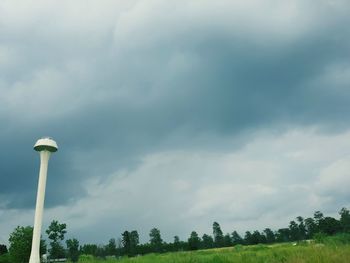 Scenic view of field against cloudy sky