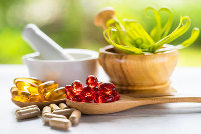 Close-up of food on table