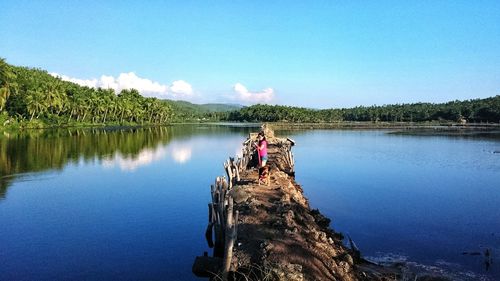 Scenic view of lake against sky