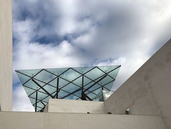Low angle view of modern building against sky