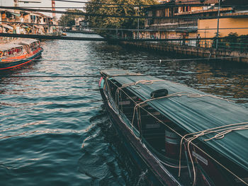 Scenic view of river in city