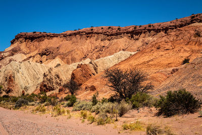 Scenic view of arid landscape against clear sky