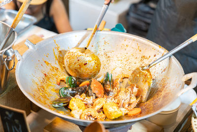 Stir fired seafood with curry. thai famaous traditional and original spicy.