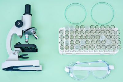 High angle view of equipment on white background