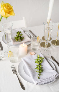 Place setting on table