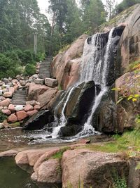 Stream flowing through rocks in forest