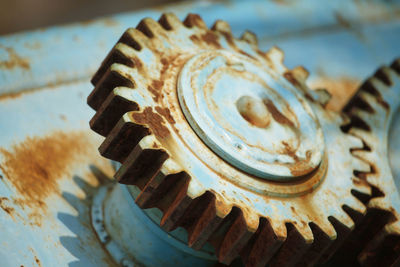 Close-up of rusty machine part