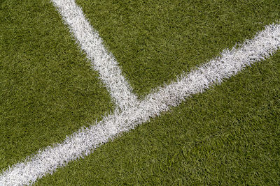 High angle view of soccer field